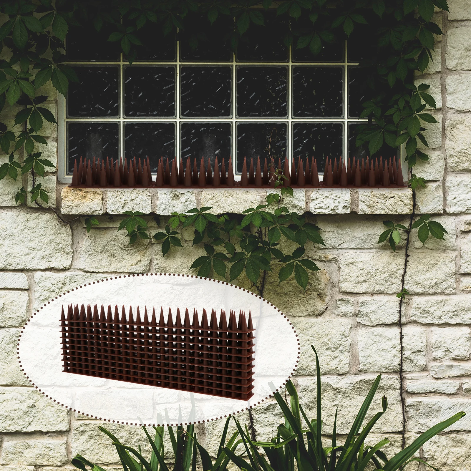 

10 Sets Green Plastic Bird Deterrent Spike Strips Anti Climbing Pigeon Spikes Repellent Fence Kit Gardens Roofs Chimneys