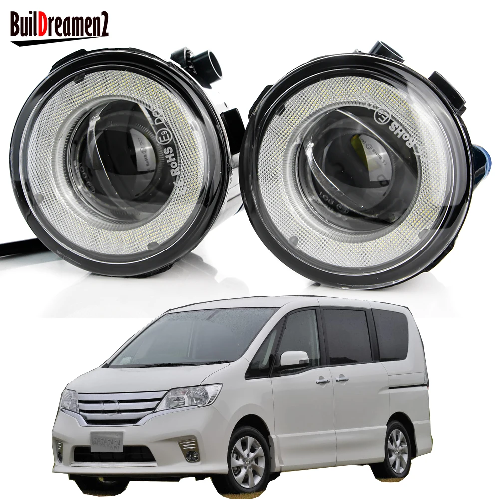 2 X 30W Angel Eye LED Fog Light Assembly DRL For Suzuki Landy Nissan Serena Highway Star C26 2010-2019 Car Lens Fog Driving Lamp