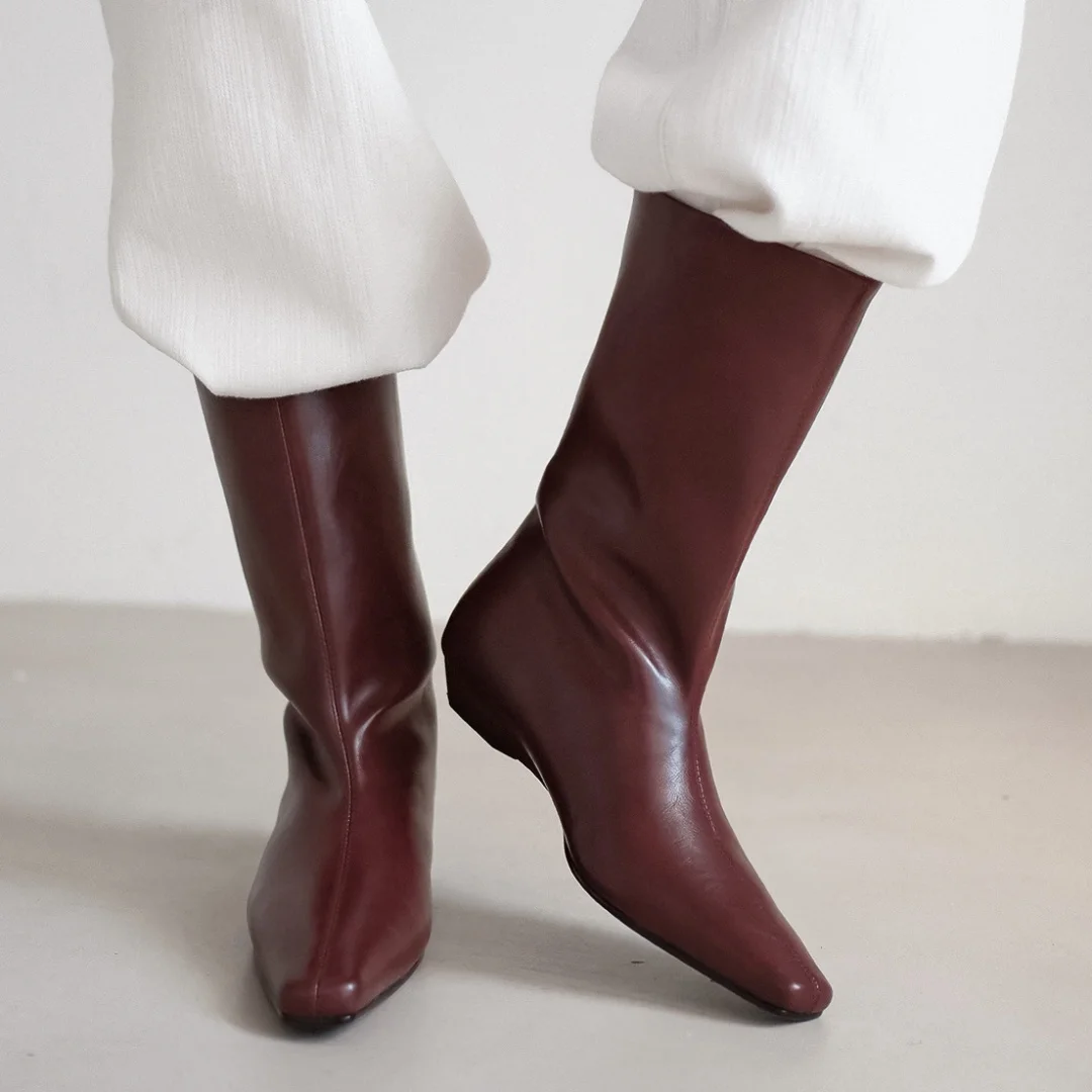 

Danxuefei женские осенние ботинки без шнуровки из натуральной кожи с квадратным носком на плоской подошве, высококачественные мягкие удобные полусапоги, обувь