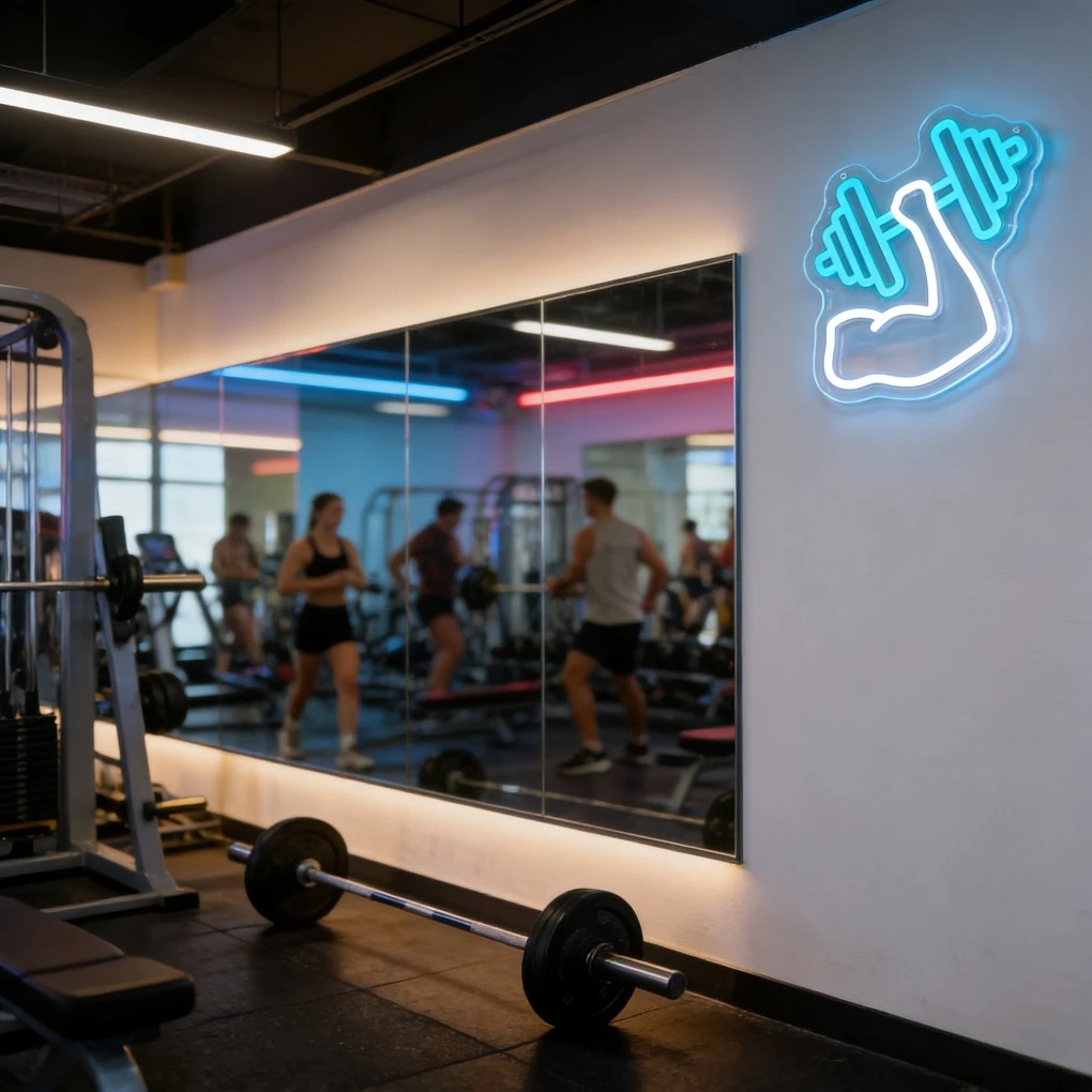 لافتة نيون LED على شكل دمبل لل - مراجعة Home Gym Neon Sign وسعره