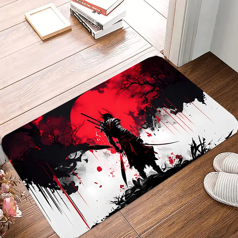 Japanese samurai Mat Home Indoor Welcome Cartoon Design Doormat Anti-wrinkle Non-slip Entrance Floor Carpet Bathroom Bedroom Rug