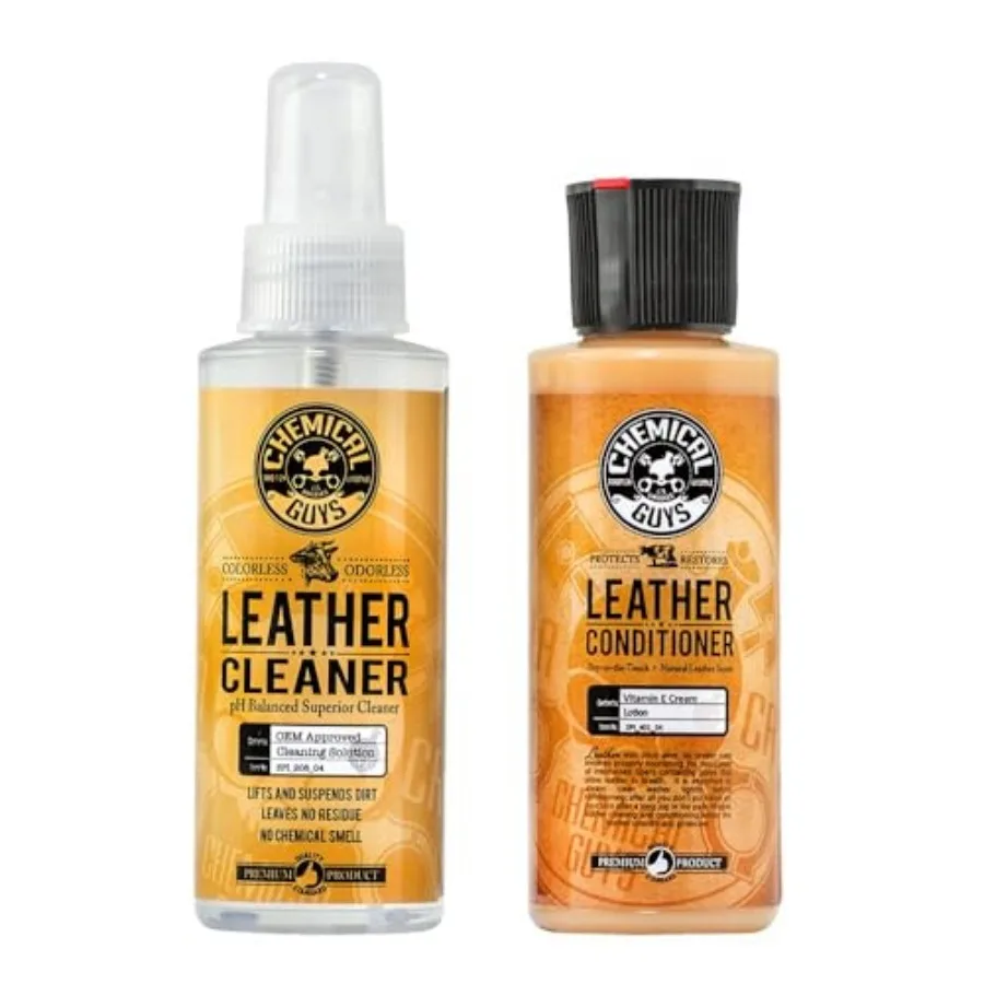 Leather Cleaner and Conditioner Kit - 2 Bottles 4 oz Each,Car Cleaner and Conditioner, Safely Cleans and Conditions Leather Car