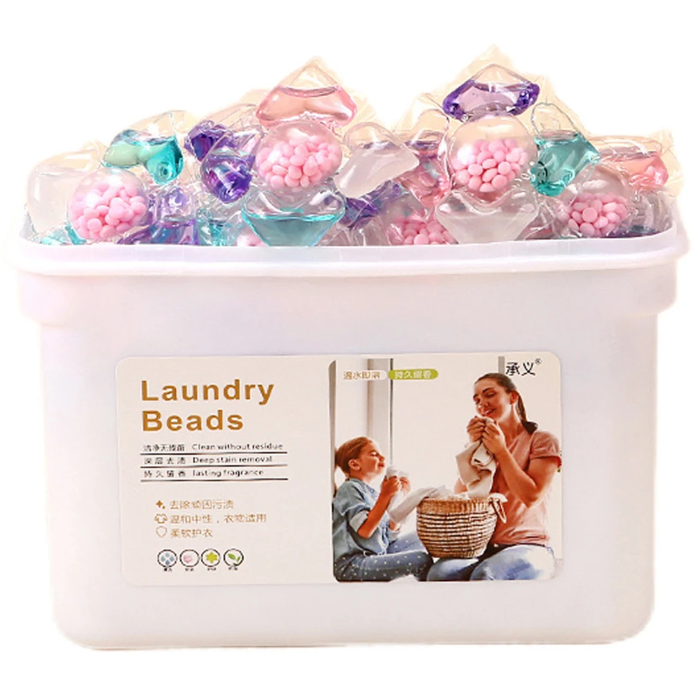50Pcs Detergent Liquid Capsule Ball 5 in 1 Laundry Cleaning Washing Capsules Laundry Scent Fragrance Beads for Home Dormitory