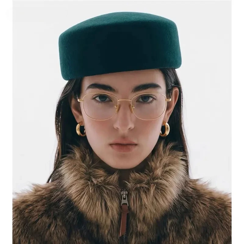 Retro High-quality Wool Pillbox Box Hat Hat for Women Winter Flight Attendant Classic Painter Stewardess Beret Cap Gorras Hombre