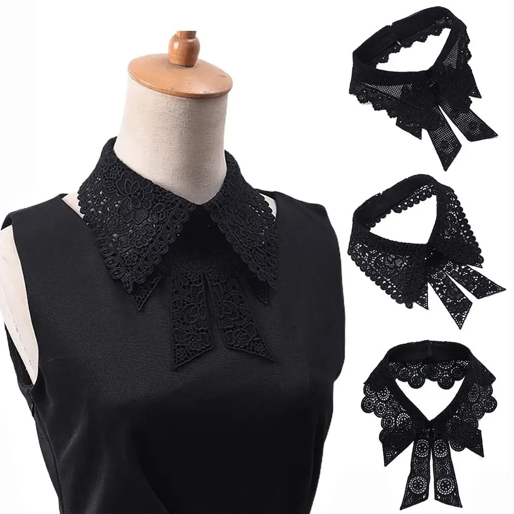 Fashion Lace Floral Fake Collar Detachable Black White Decoration Collar False Collar Women Girls