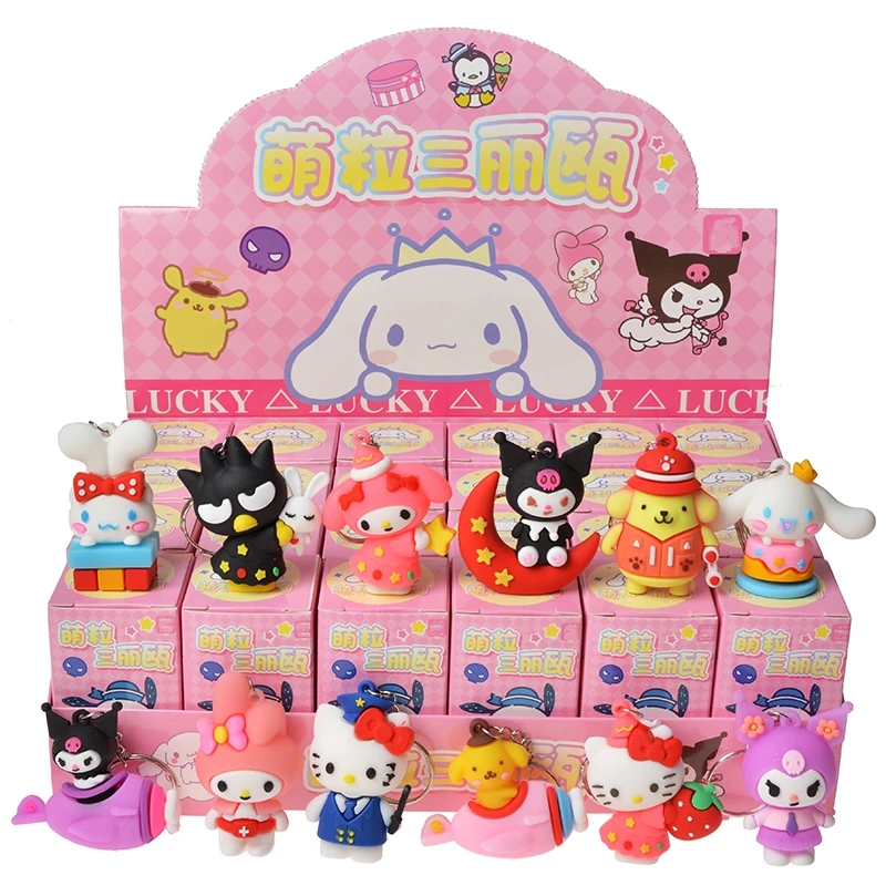 Caja ciega Sanrio Kuromi Melody, 24 piezas, lindos personajes de Anime, sorpresa misteriosa, regalo para niños, decoración, llavero, adorno