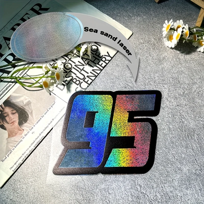 قطعة واحدة من الشارات المجسمة "95" - تصميم متعدد الألوان المكسورة - مثالي لتخصيص السيارات والدراجات وما إلى ذلك. #5