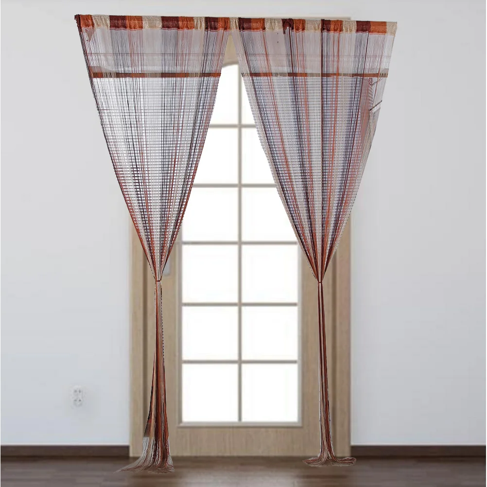 

String Curtain Khaki Thread Curtain Fashionable Room Divider for Bedroom Living Room Cafe Shop Background