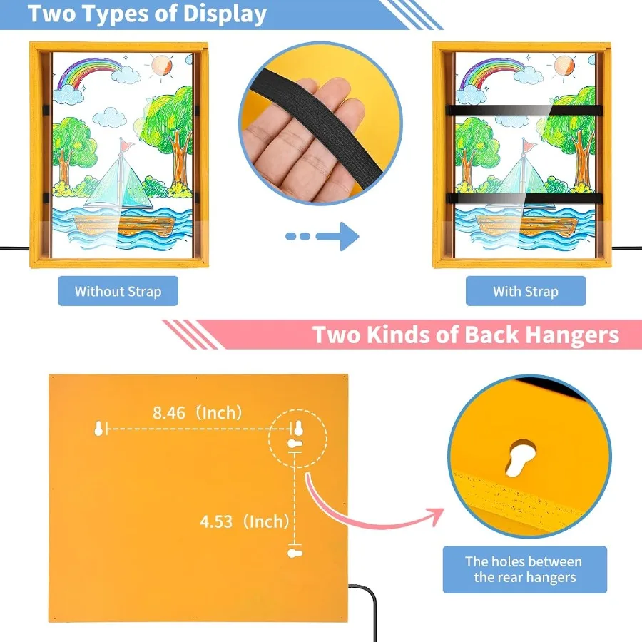 Artwork Shadow Box with LED Light Changeable Photo Album Display Storage Frame for Wall-mounted and Tabletop Use Ideal for Drie