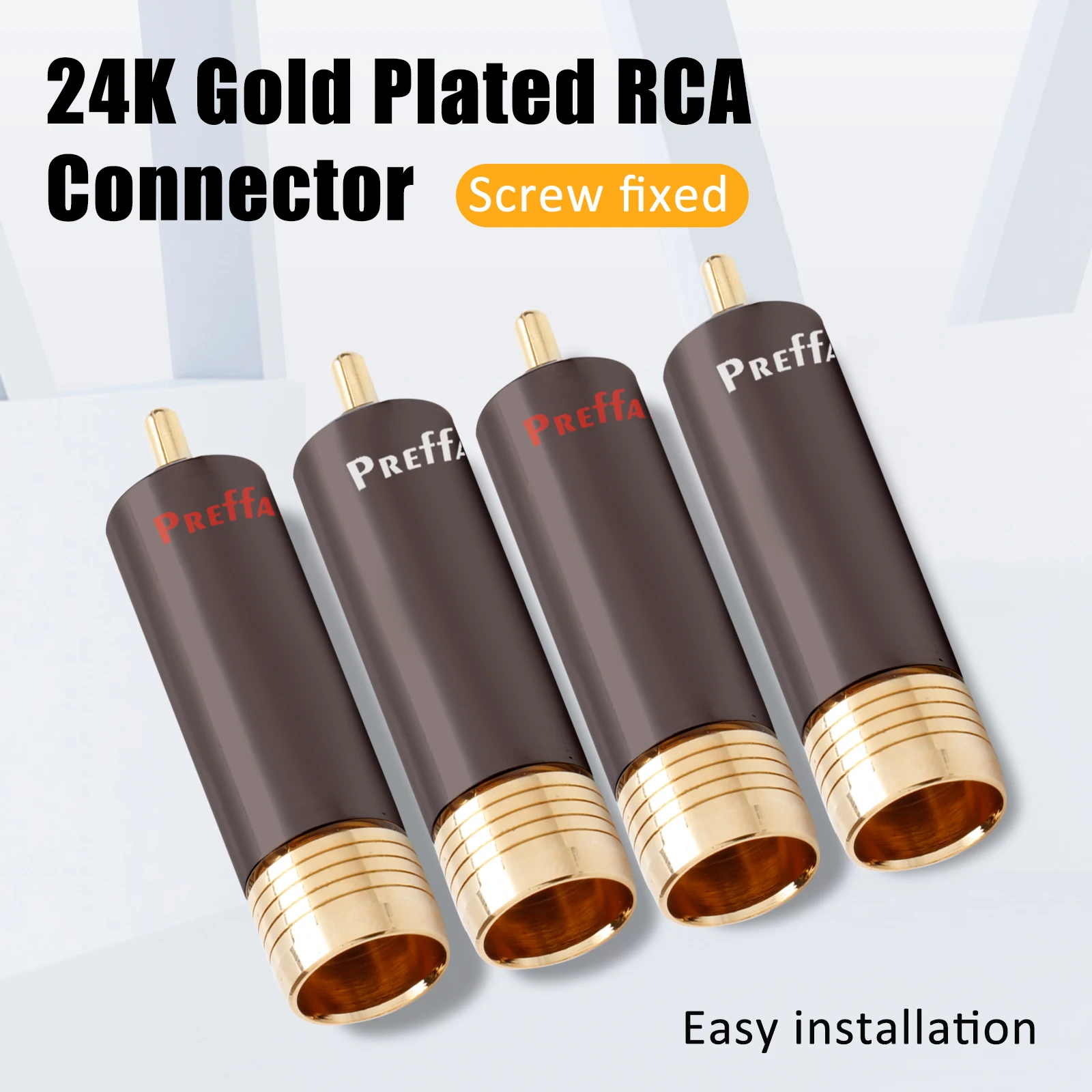 Preffair Audio RCA Plug Brass body and Locking Collet Connectors RCA connector plug