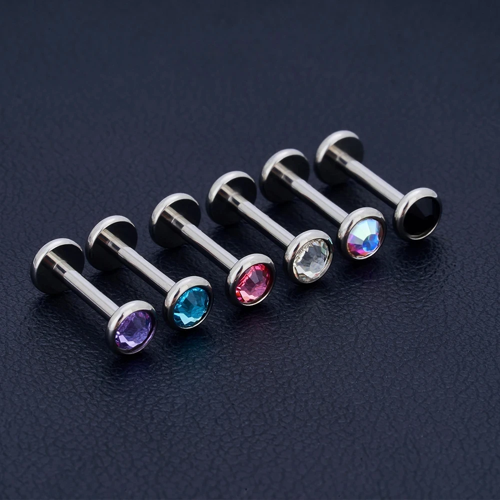 1/10PCS G23 Titanium Piercing  Lip Labre Body Jewelry Nasal Nail For Women CZ Earrings Spiral Cartilage Piercings