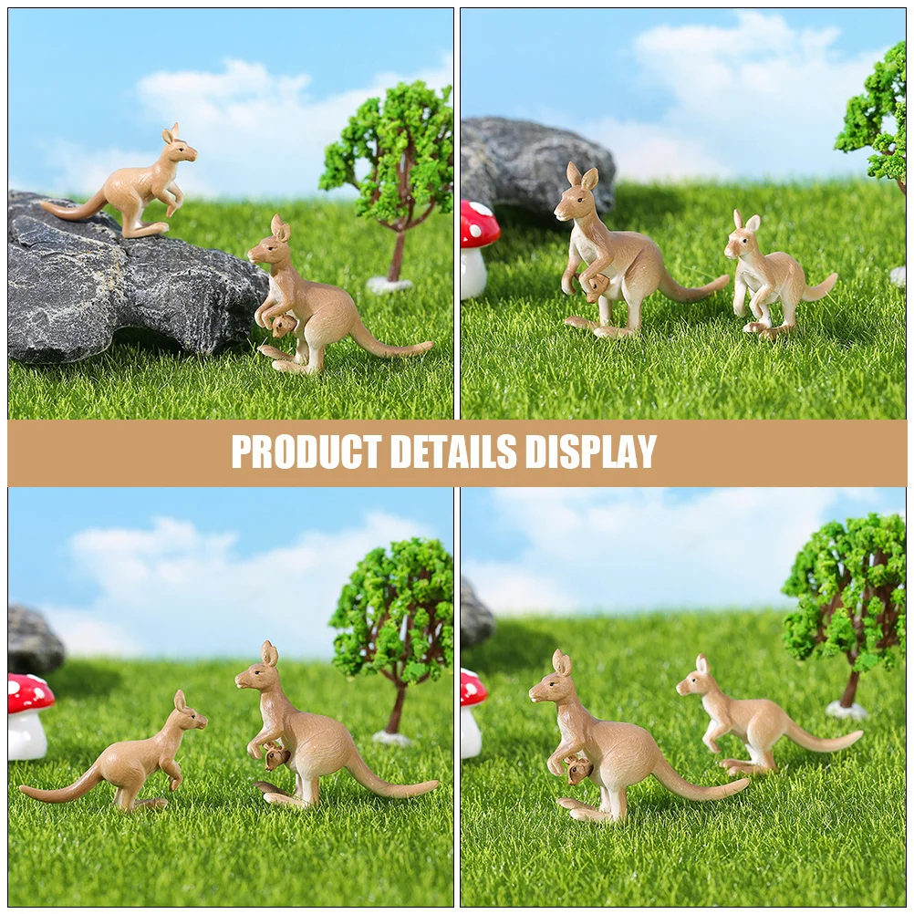 

4pcs Micro Miniature Animal For Miniature Animal Bonsai Garden Pvc Kangaroo Micro Kangaroo Ornament Mini