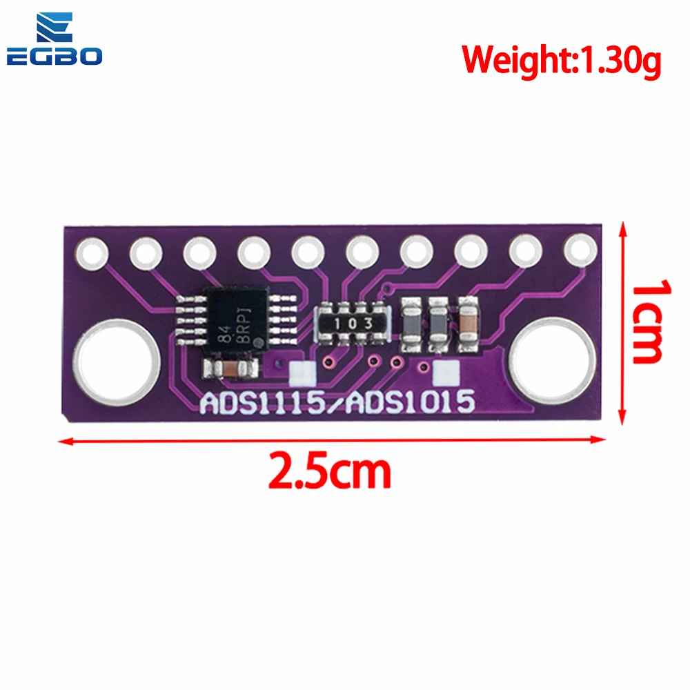 EGBO-Módulo ADS1015 para Arduino, amplificador de 4 canales con ganancia Pro, púrpura y azul para Arduino RPi, de 1 piezas a 10 piezas, 12 bits/16 bits, I2C, ADS1115