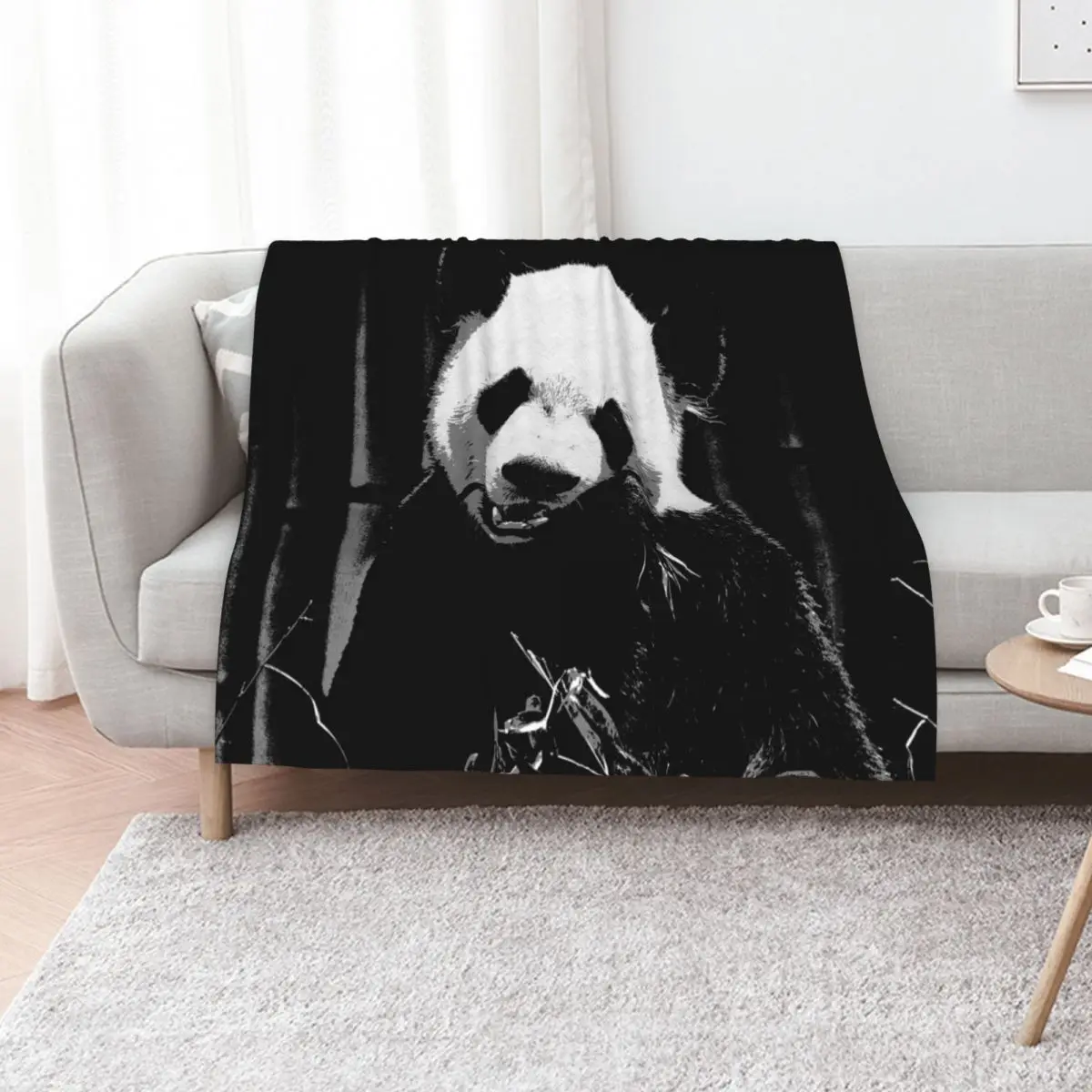 

Cute Giant Panda Bear with tasty Bamboo Leaves Throw Blanket anime blankets ands Plush Giant Sofa Blankets