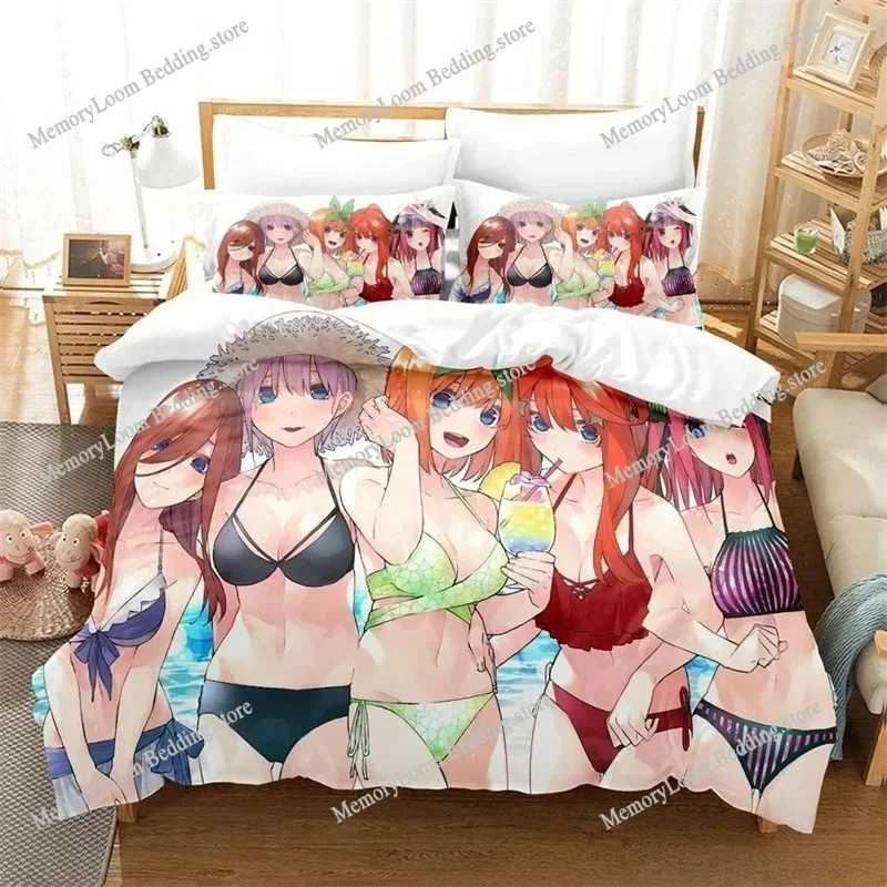 The Quintessential Quintuplets Bedding Set Boys Girls Twin Queen Size Duvet Cover Pillowcase Bed Kids Adult Home Textileextile