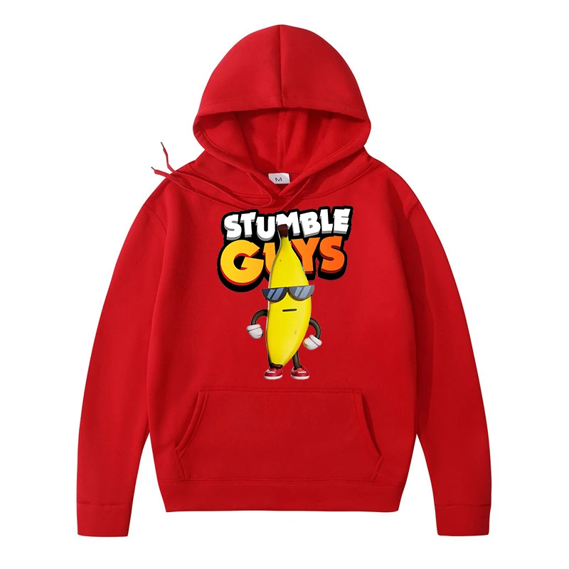 

Banana Guys Print Hoodies Pullover Stumble Guys Drawstring Hooded Sweatshirt Boys Girls Funny Clothes Cartoon Hoody Tops Spring