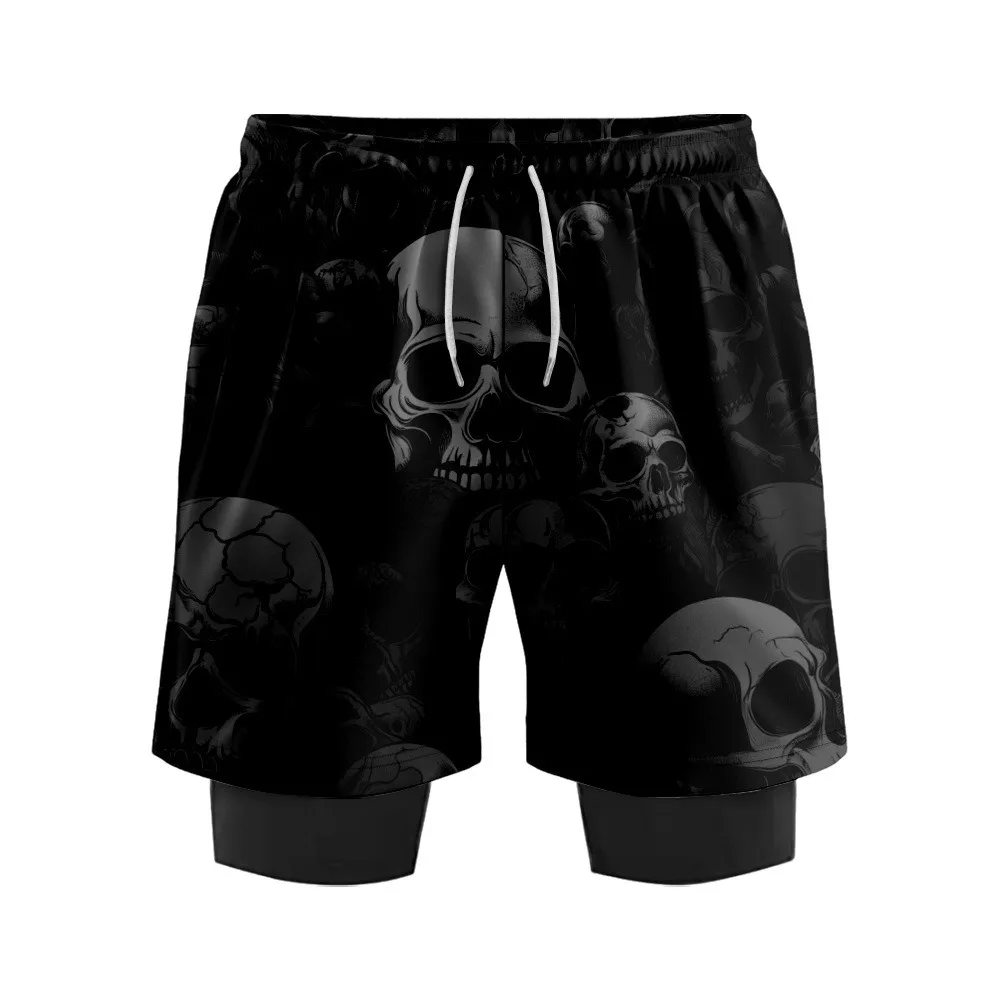 Men Board Tight Shorts Quick Dry Skull Skeleton Printed Party Surfing Trunks Summer Gym To Beach Stylish Lightweight Swimwear