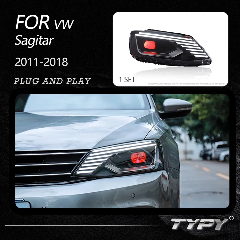 

Автомобильные фары TYPY для Volkswagen Sagitar 2011-2018 светодиодный, автомобильные лампы, дневные ходовые огни, динамические Сигналы поворота, автомобильные аксессуары