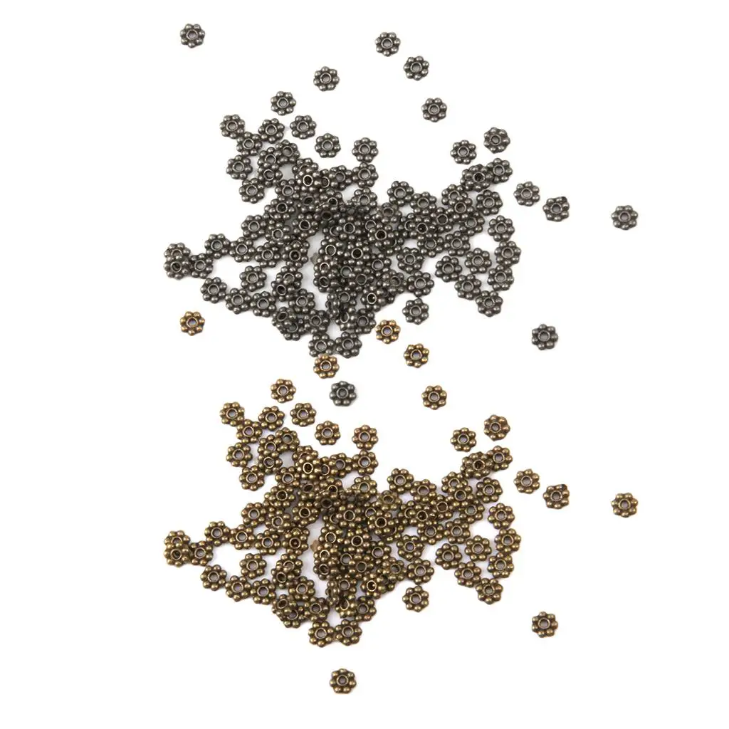 200 Snowflake Flower Spacer Beads Charms Necklace Bracelet Crafts 4mm