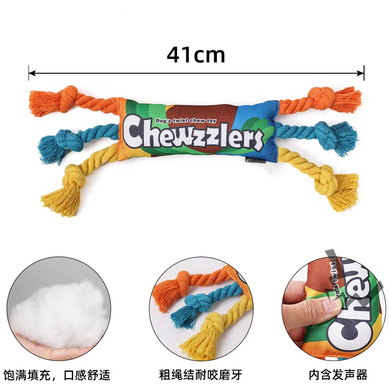 41cm Large Dog Toys Resist Cotton Dog Ropes Ball Soundmaking Chewzzlers Dog Twist Chew Interactive Toys for Dog Aaccessories