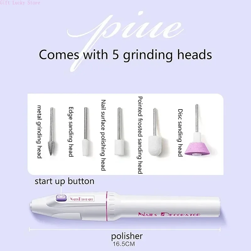 5-in-1 elektrische nagellakboormachine met lichte draagbare mini elektrische manicure kunstpen gereedschap voor gelverwijderaar