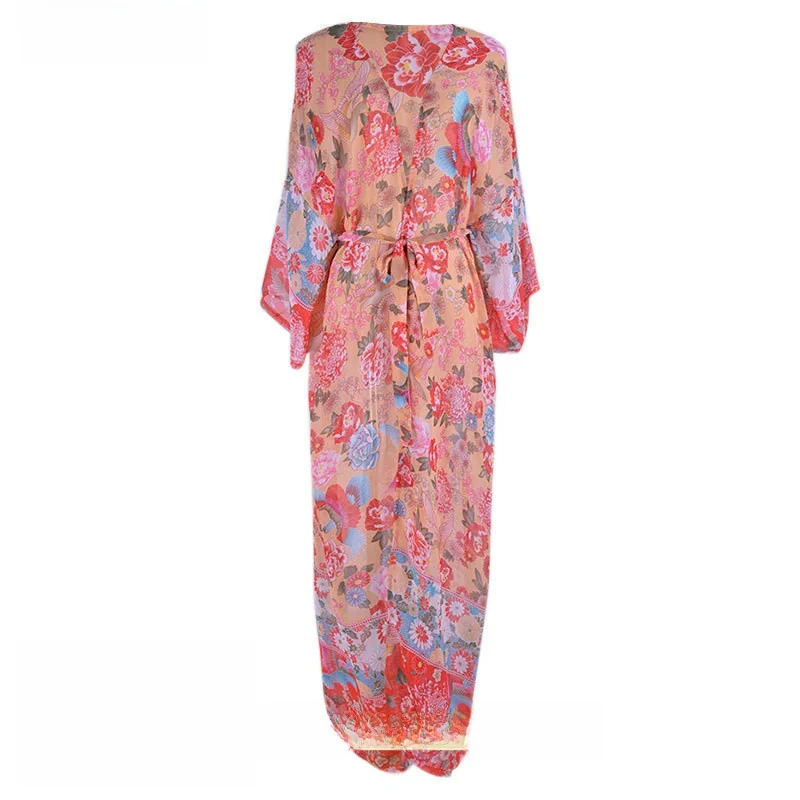 ملابس نسائية فضفاضة من الشيفون للشاطئ للحماية من الشمس، ملابس بيكيني خارجية، ملابس صيفية