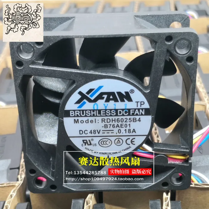 

Jinlingge для XFAN RDH6025B4 6025 48 В 0,18 А 4 линии ШИМ большой объем воздуха охлаждающий вентилятор 60*60*25 мм