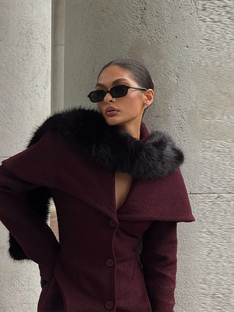 معاطف نسائية طويلة أنيقة بقلنسوة وأكمام طويلة سترات نسائية سميكة واحدة الصدر معطف نسائي شتوي جديد لعام 2025