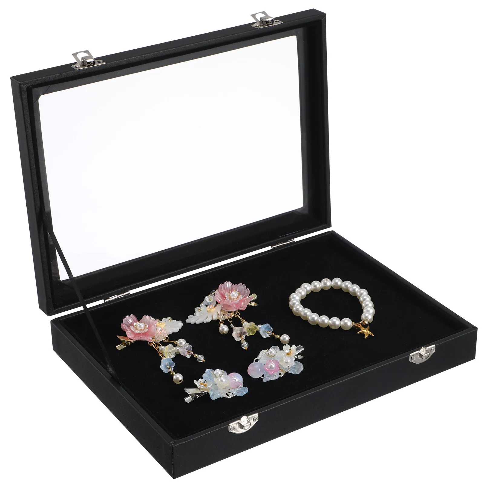 Estuche para Exhibición de Medallas, Caja de Almacenamiento Multifuncional de Plástico PU y Vidrio, Organizador de Joyas y Porta Insignias de Escritorio