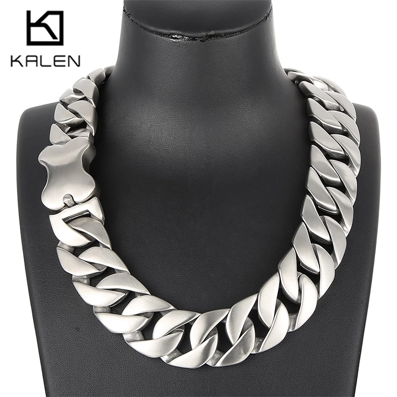 24/31MM Larger Cuban Chain Dog Bone Charm Necklace for Men Women Stainless Steel 316L Heavy Choker Punk Trendy Jewelry Cool Gift