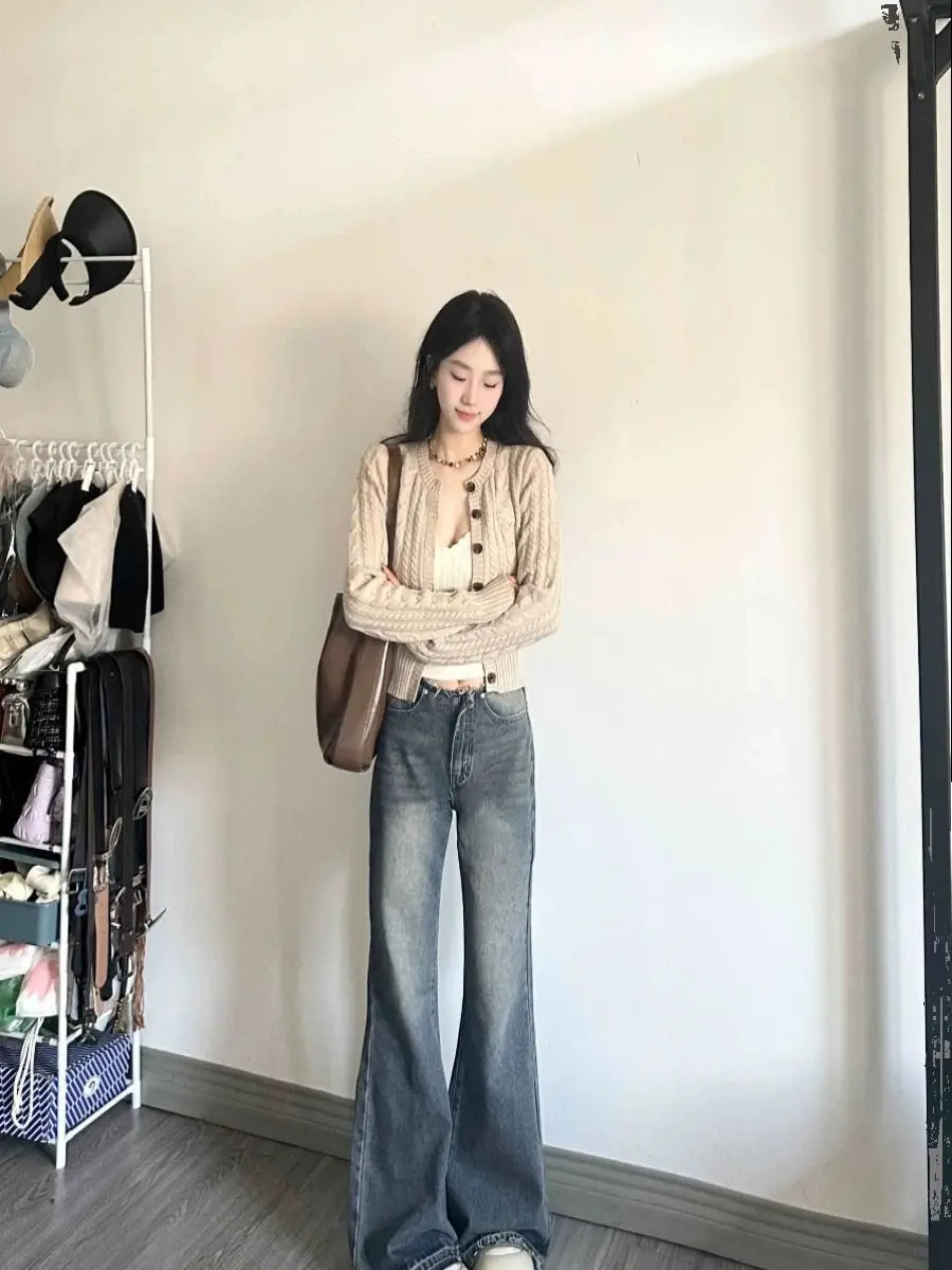 

Cargo Jeans Woman Cropped Ankle Length Short Capri Female Denim Fashion Basic Simple Everyday Office Work Cut Regular Versatile