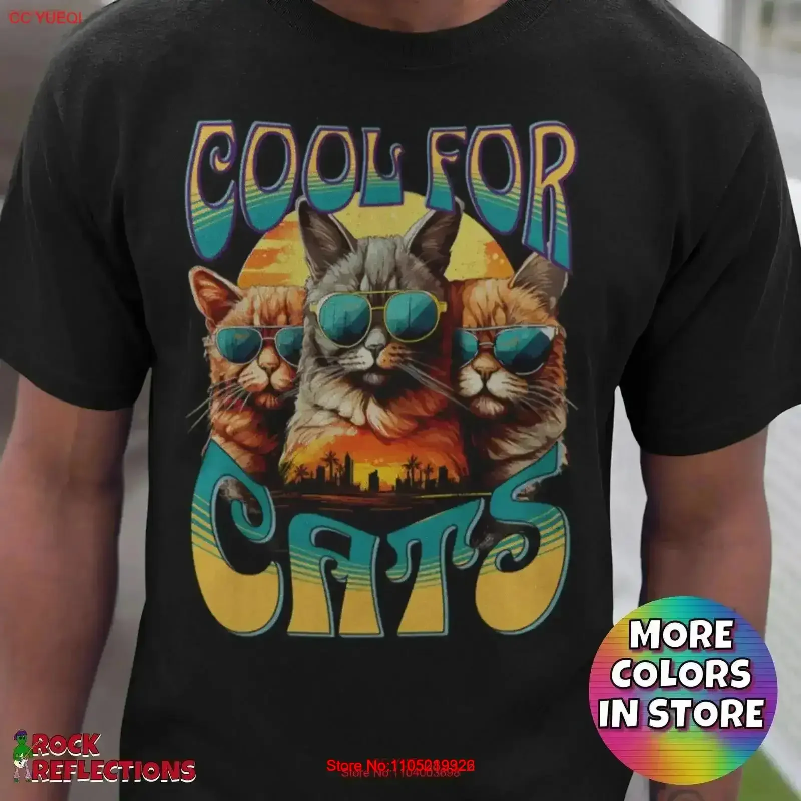 

Футболка Rocker Classic Cat Lover Cool Cats N Roll For In Sunglasses vintage Washed homme Стильный эластичный винтаж