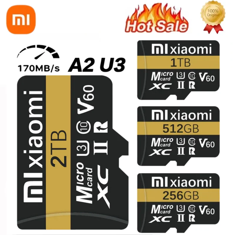 Oryginalna karta pamięci Xiaomi 2TB 1TB A2 Class10 Micro TF SD Card 512GB 256GB TF Flash Card do Nintendo Switch Monitor urządzeń samochodowych