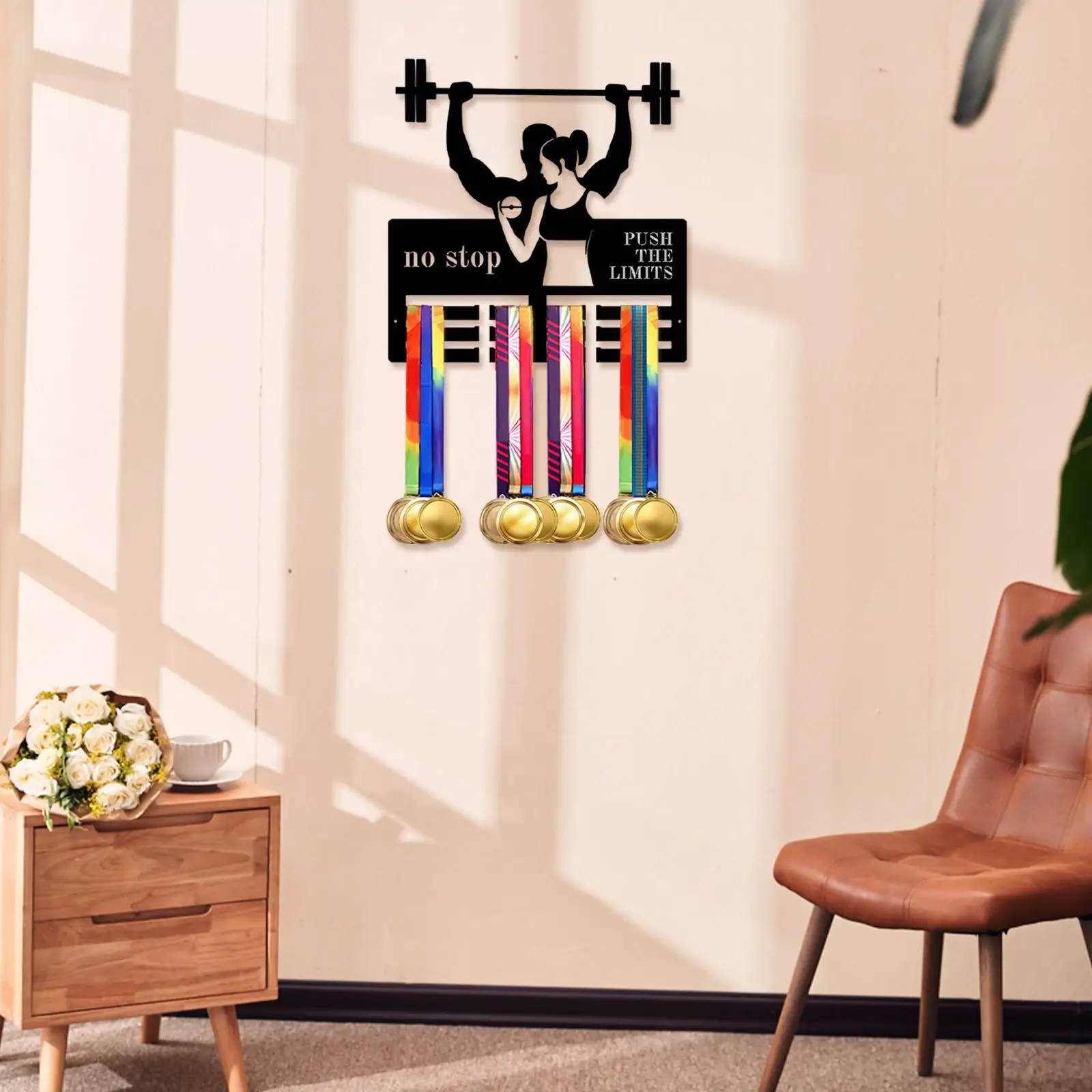 Medal Hanging Frame Rack Iron Art Wall Display Shelf Sports Award Organizer Easy Install for Living Spaces