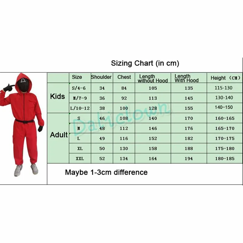 2025 New Kids Anime Game Costume Cosplay Jumpsuit Round Six Vip Square Circle Triangle Helmet Mask Halloween Party Chri ❤ ❤ $zz