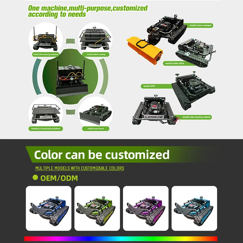 Multifunctional Small Mowing Robot Gasline Crawler Remote Control Robot Lawn Mower Farm Self-Propelled Weeder