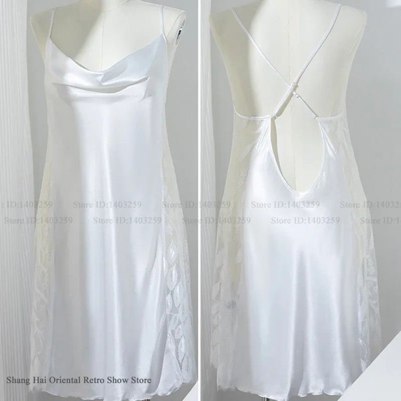 Oversize 3XL 4XL Nightgown Chemise Sleepwear Sexy Patchwork Perspective Lace Nightdress Lingerie Summer New Home Clothes Nighty