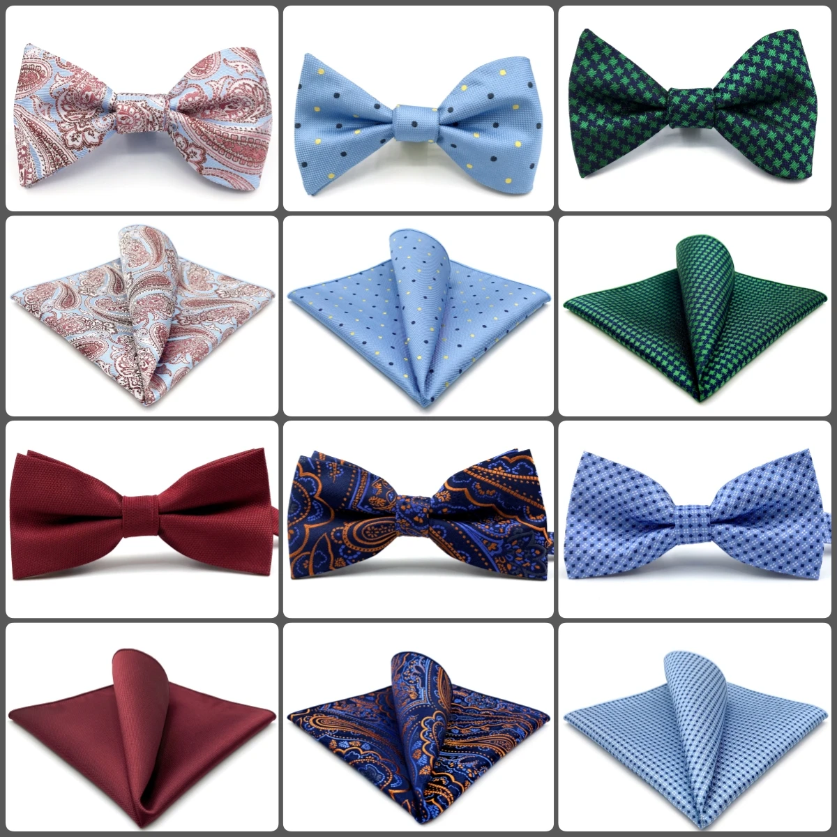 Men's Bow Tie Pocket Square Self-tied Business Acceossories Gift Butterflies Wedding