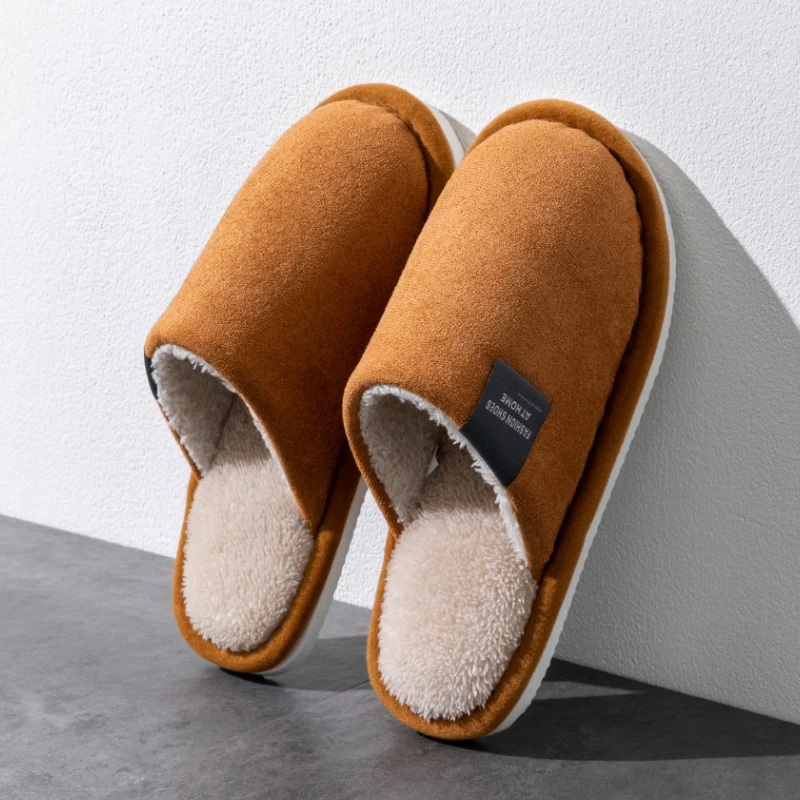 Winter Warme Slippers Mannen Huis Antislip Zachte Schoenen Comfortabele Platte Hak Thuis Indoor Slaapkamer Pluche Slippers Slaapkamer Vrouwelijke schoenen