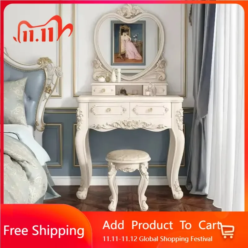 

Cabinet Nordic Vanity Table Mirror Beige Living Room Organizer Dresser Luxury Space Saving Nordic Schminktisch Trendy Furniture