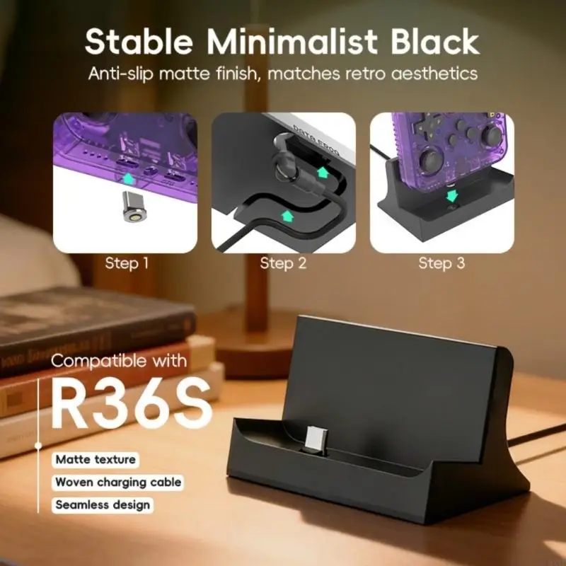 ABS Construction Charging Stand For R36S Game Console Prevents Port Damage 