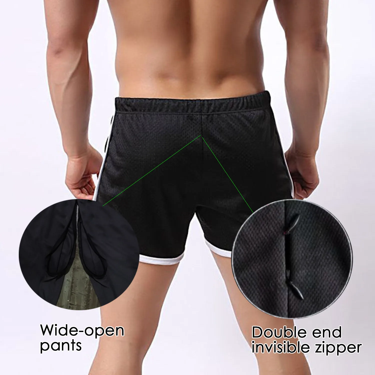 Sports Shorts Men's Quick-Drying Running Shorts Loose Outdoor Open-Seat Pants Erotic Pants Thin Fitness Summer Basketball Shorts