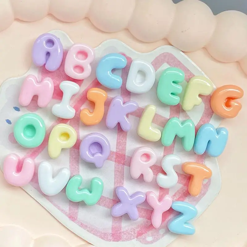 26-teiliges Set mit Pastellfarbenen Harz-Alphabet-Buchstabenanhängern im niedlichen Blasendesign, vollständiges AZ-Set für DIY-Schmuckherstellung, Handyhüllen-Dekoration und Bastelarbeiten – Detail 14
