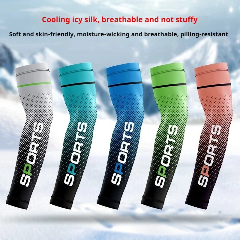 1/2pairs Summer Fashio Sunscreen Ice Silk Sleeve UV Sun Protection Cooling Anti-Slip Arm Sleeves Men Women Outdoor Sport Cycling