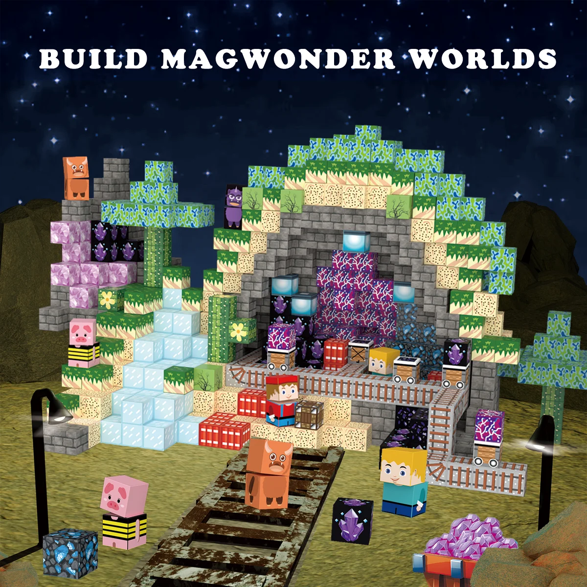 Magnetic Building Blocks Mine Stacking World Exploration Construction Brick Cube STEM Educational Toy For Kids Boys Girls Gift - view 6