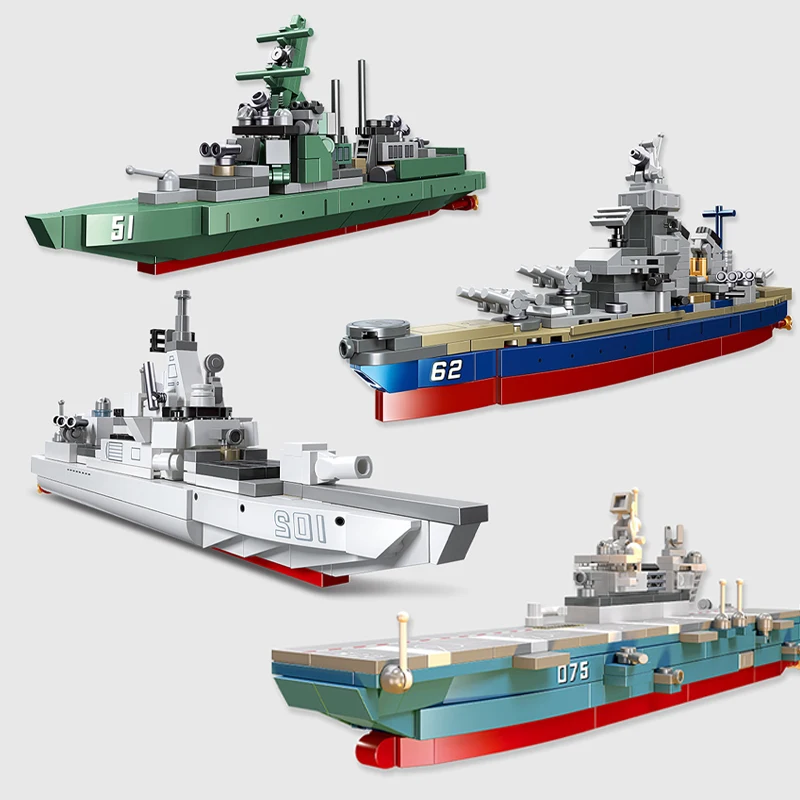 

DIY Arleigh Burke-class Destroyer Model Lowa Class Battleship Building Blocks MOC Amphibious Military Battleship Educational Toy