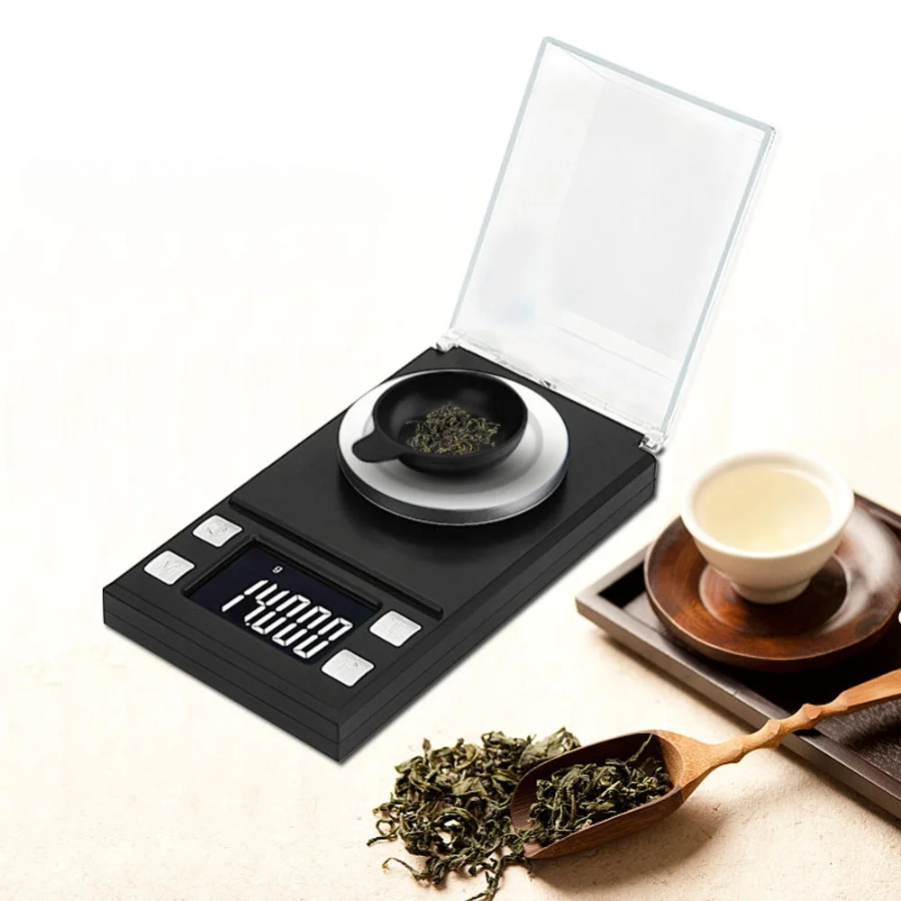 0.001g Precision Jewelry Scale Digital LCD Milligram Scale Electronic Balance for Gem Lab Weight with Calibration Weights