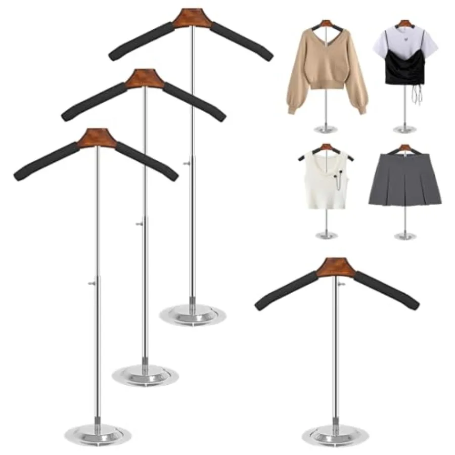 

4 Pack Adjustable T Shirt Display Flexible Shoulder Stand Portable Metal Shirt Rack Display Stand Garment Coat Holder for Cloth