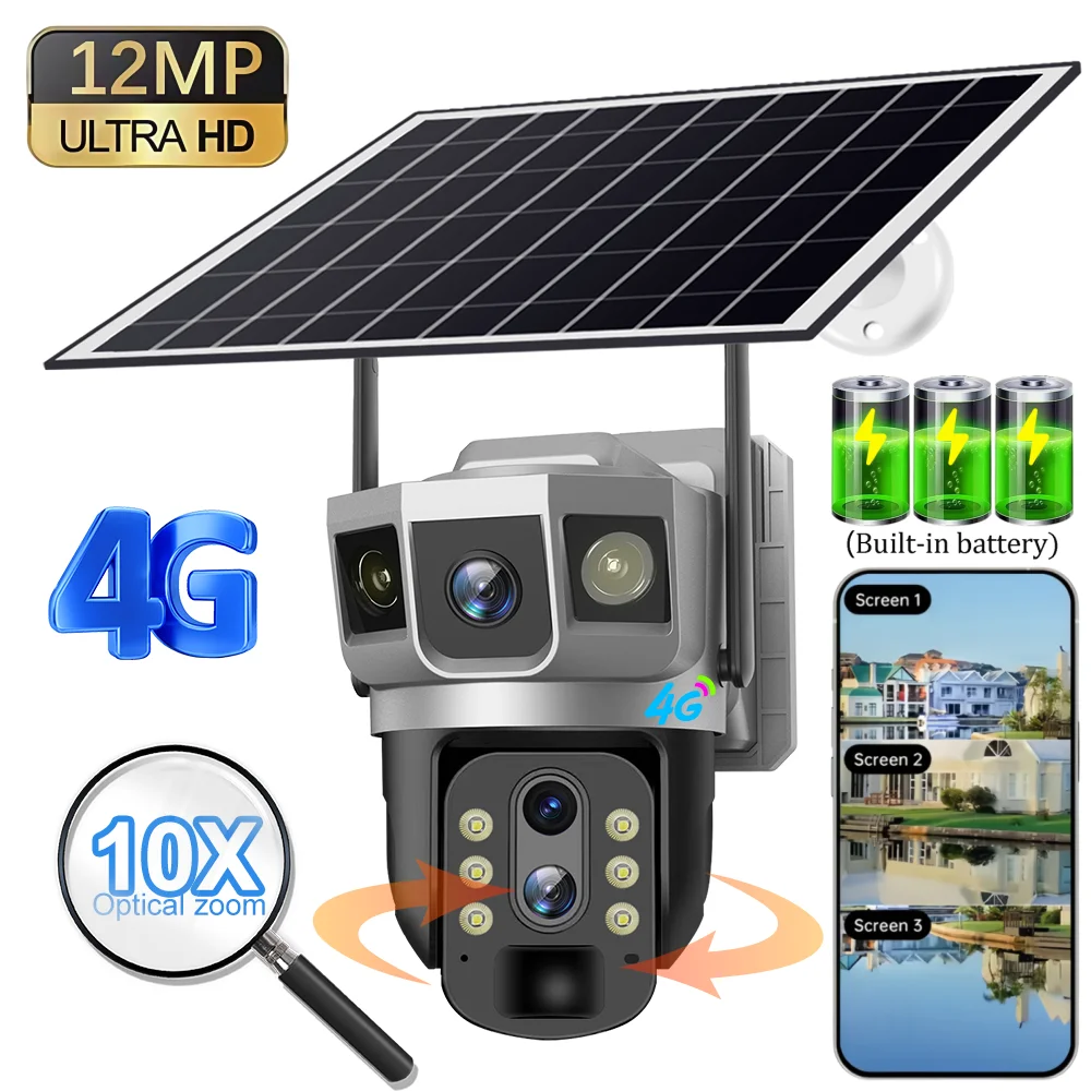 

V380 Pro 4G Solar Camera Outdoor Low Powered CCTV Camara PIR Human Detection Night Vision Battery Monitor With 8W Solar Panel