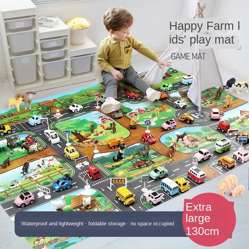 Alfombra de juego impermeable para niños, tapete de juego de escalada, mapa de carretera de tráfico, Escena de ciudad, coche de agua, juguete para niños, regalo de carretera, M04